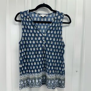 Lucky Brand Blue and Green Printed Sleeveless Top